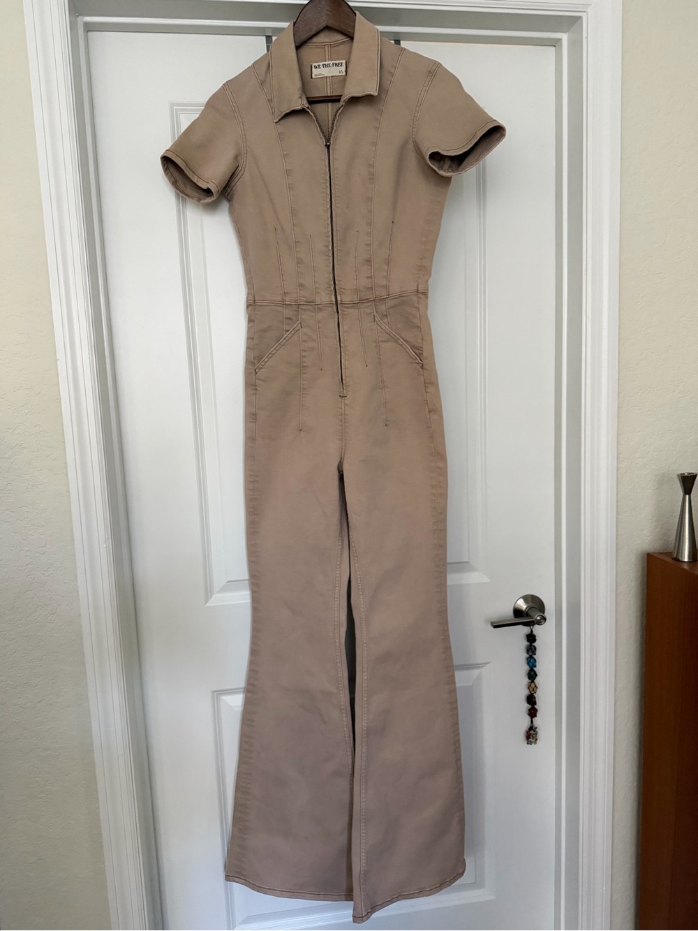 Free People We The Free Jayde Flare Jumpsuit Taupe XS
